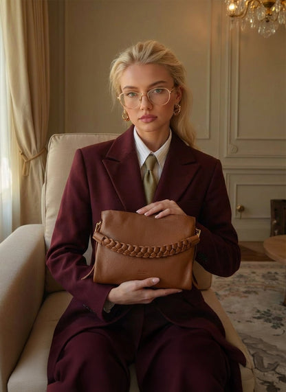 Borsa Braid Micro in pelle Dollaro Cuoio