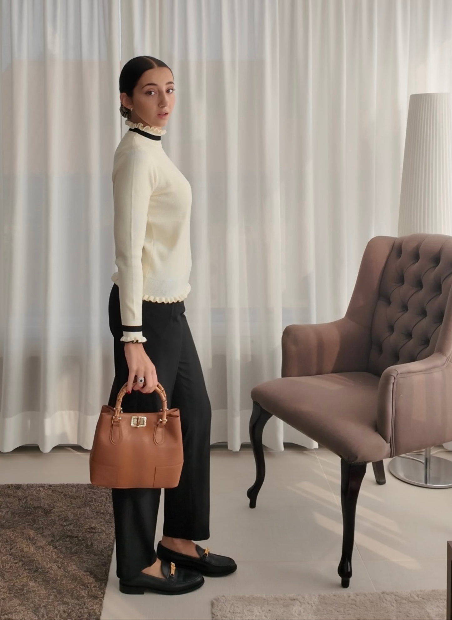 Borsa Bamboo Babe micro in pelle Dollaro Cuoio