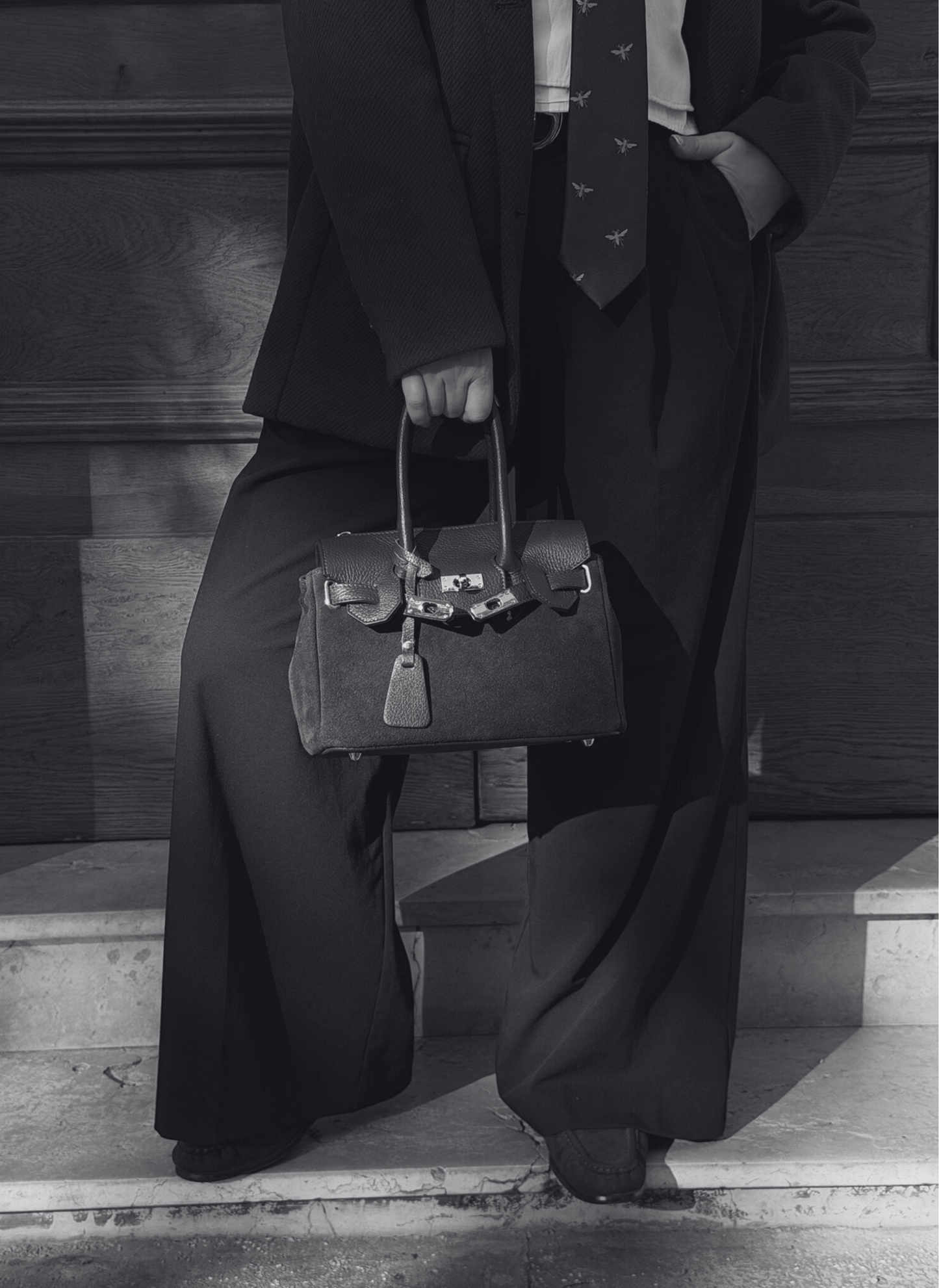 Borsa Elizabeth Micro in Camoscio e Pelle Borgogna