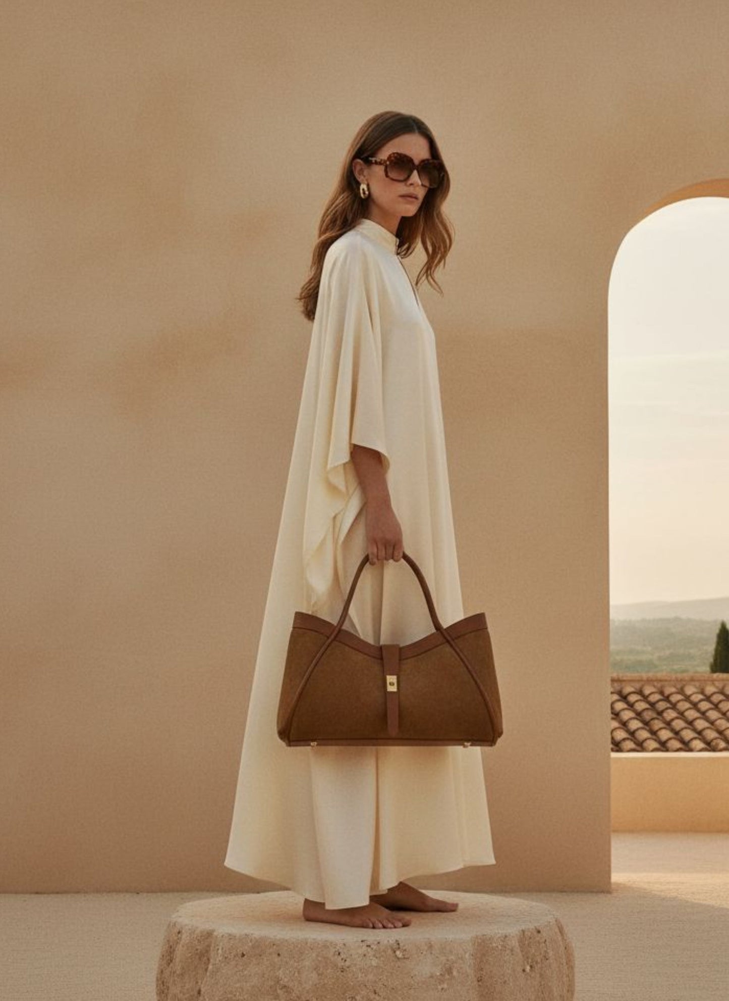 Borsa Mayfair in Camoscio e Pelle Togo Cuoio