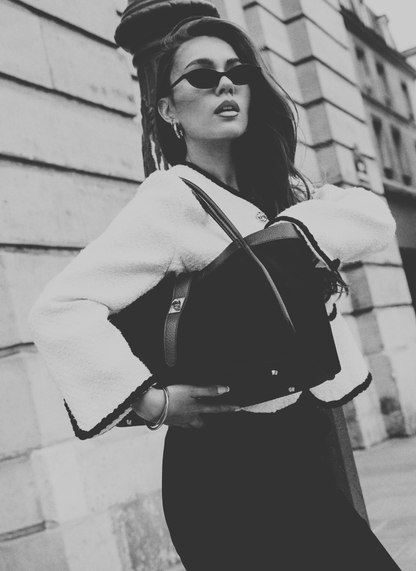 Borsa Mayfair in Camoscio e Pelle Togo Borgogna