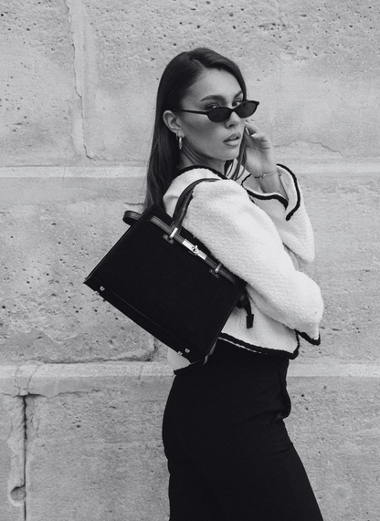 Borsa Grace in Camoscio e pelle Togo Testa di moro