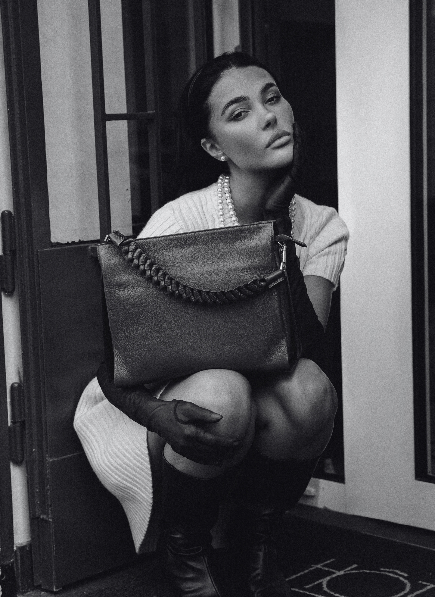 Borsa Braid in pelle Dollaro Beige