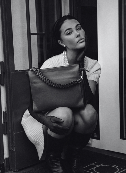 Borsa Braid in pelle Dollaro Beige