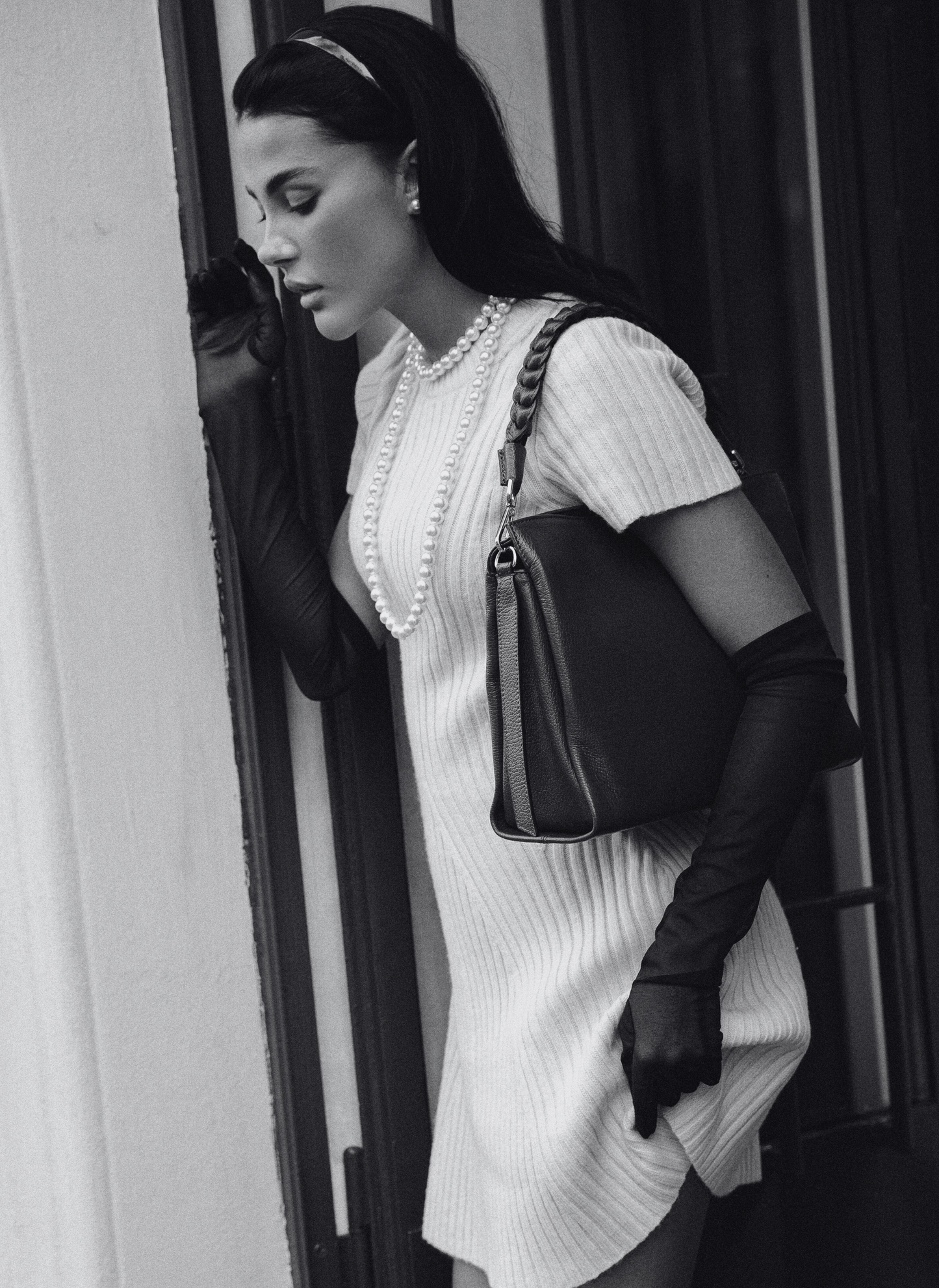 Borsa Braid in pelle Dollaro Nera