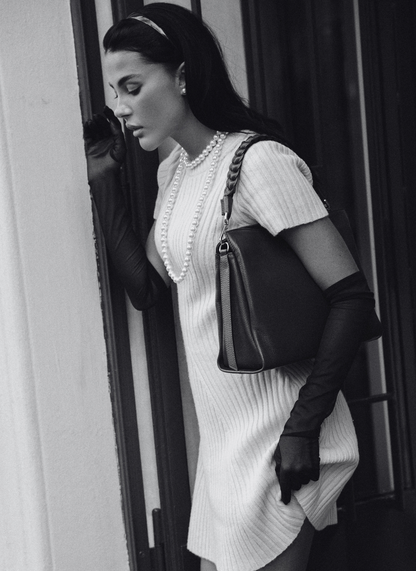 Borsa Braid in pelle Dollaro Nera