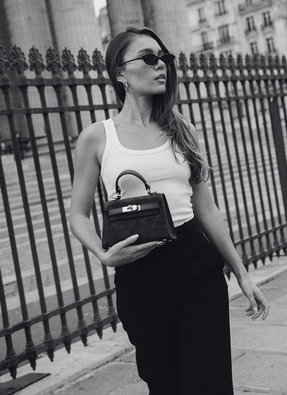 Borsa Victoria in Camoscio e Pelle Cuoio