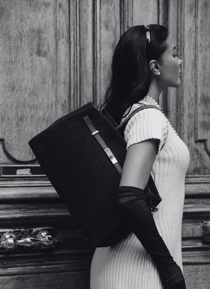 Borsa Driade in Camoscio e Pelle Taupe Chiaro