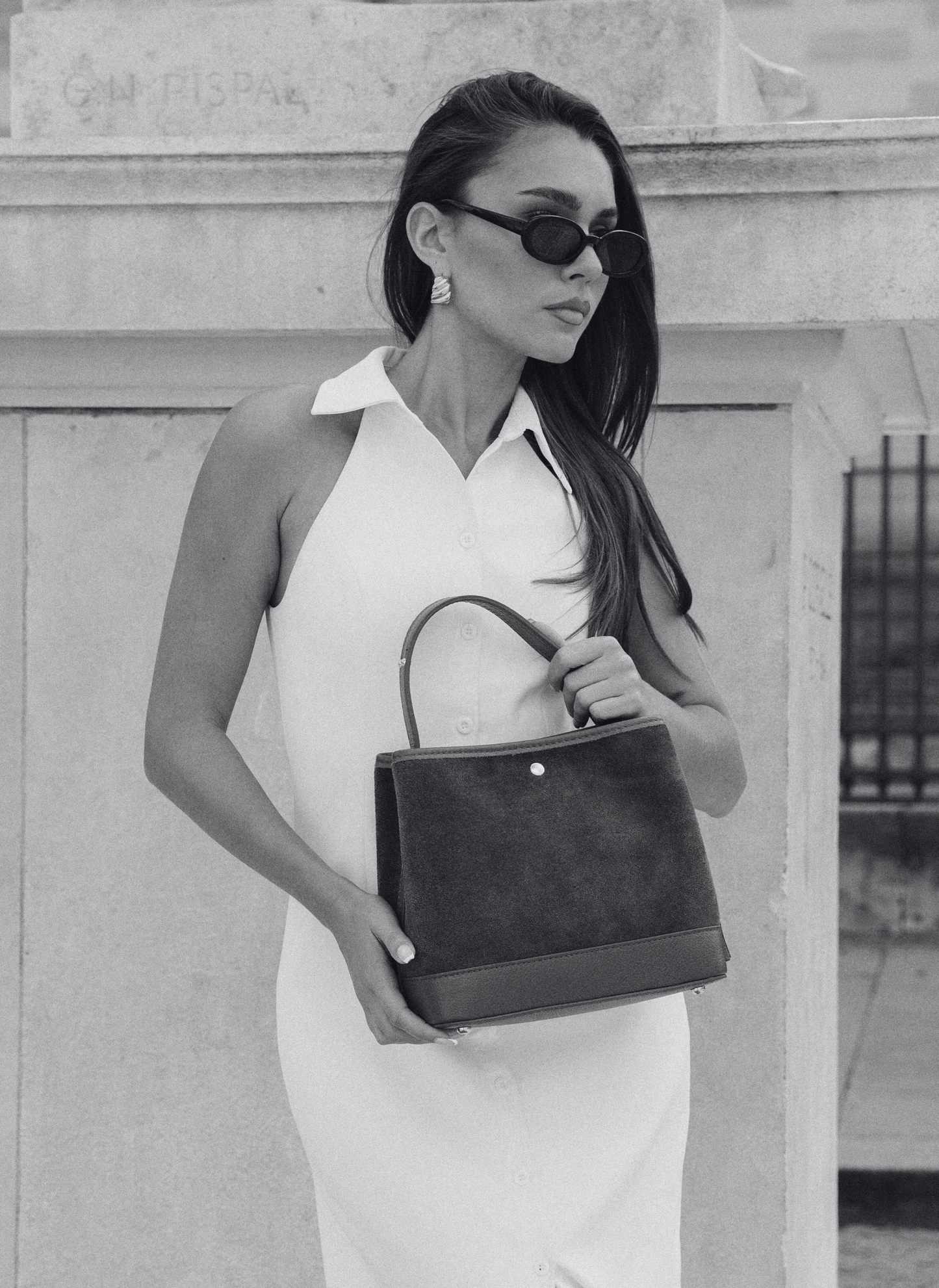 Borsa Kendy in Camoscio e Pelle Testa di Moro