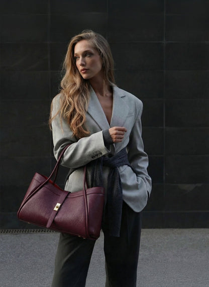 Borsa Mayfair in Pelle Togo Borgogna