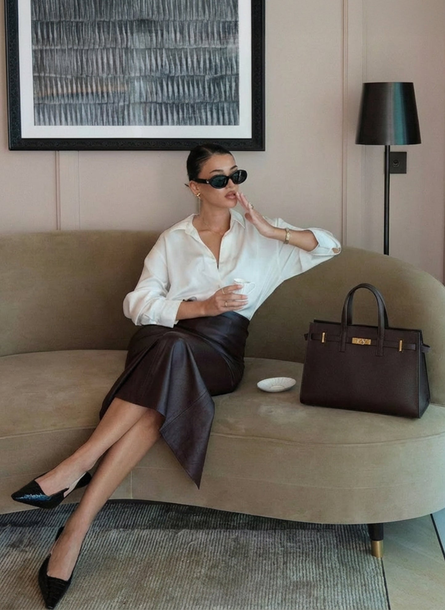 Borsa Sveva in pelle Togo Testa di moro