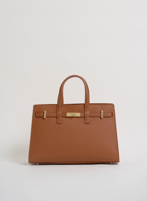 Borsa Sveva in pelle Togo Cuoio