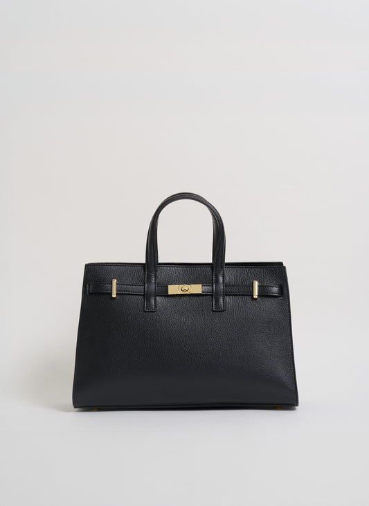 Borsa Sveva in pelle Togo Nera