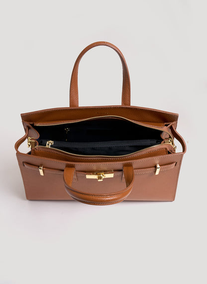 Borsa Sveva in pelle Togo Cuoio