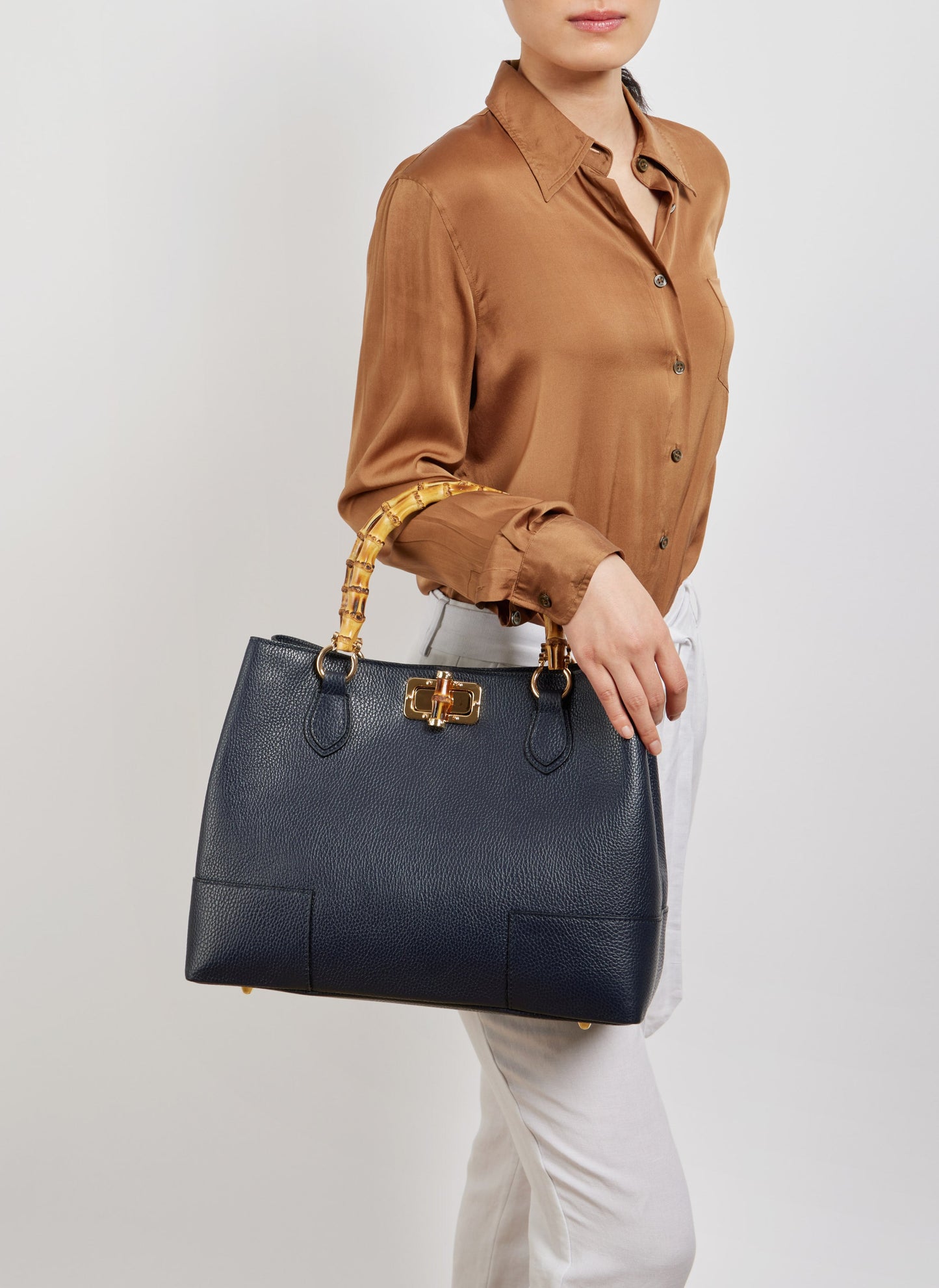 Borsa Bamboo Babe in pelle Dollaro Blu Navy
