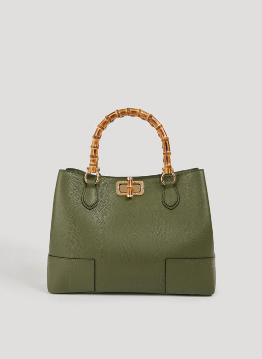Borsa Bamboo Babe in pelle Dollaro Verde Militare