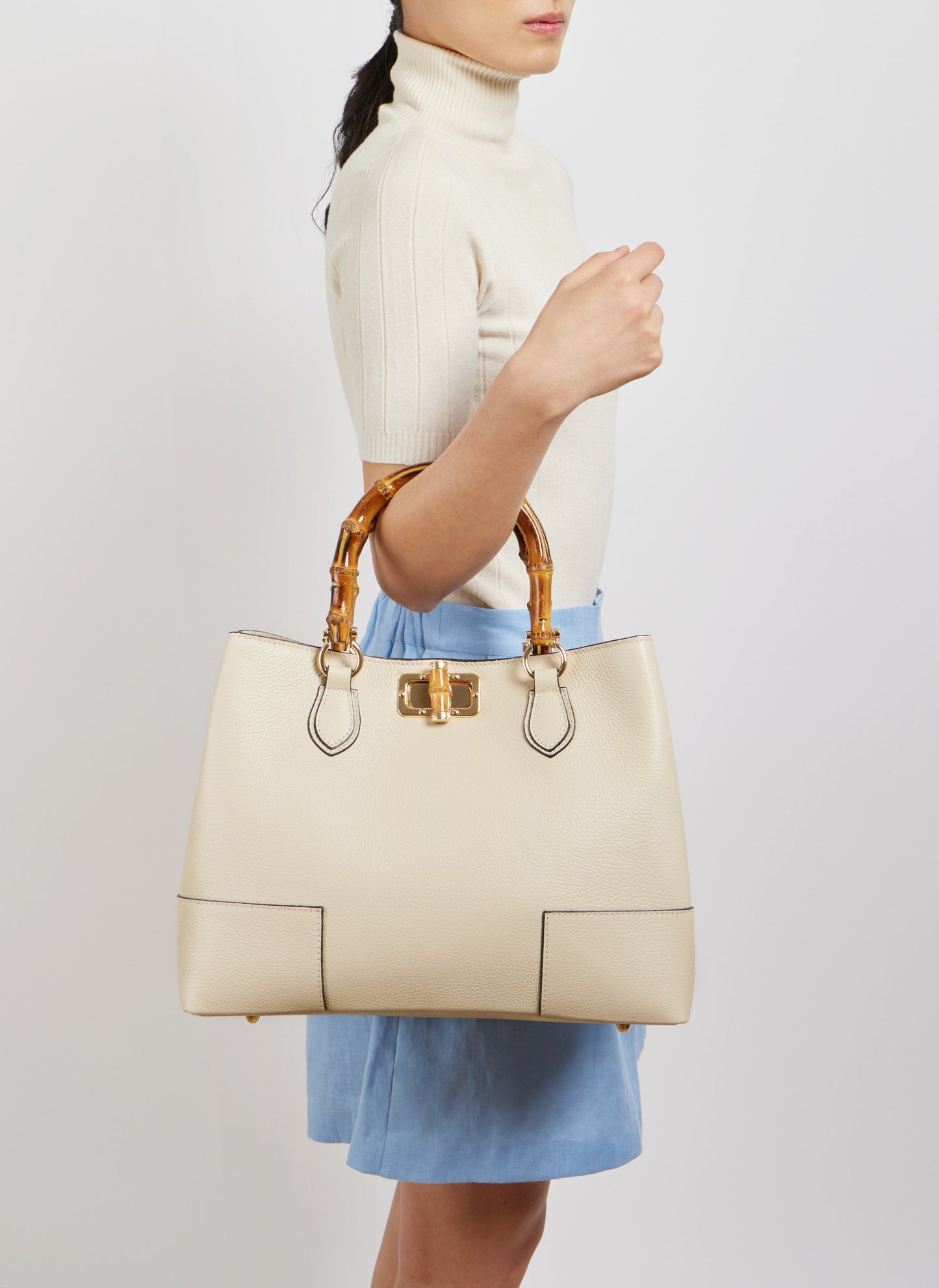 Borsa Bamboo Babe in pelle Dollaro Beige