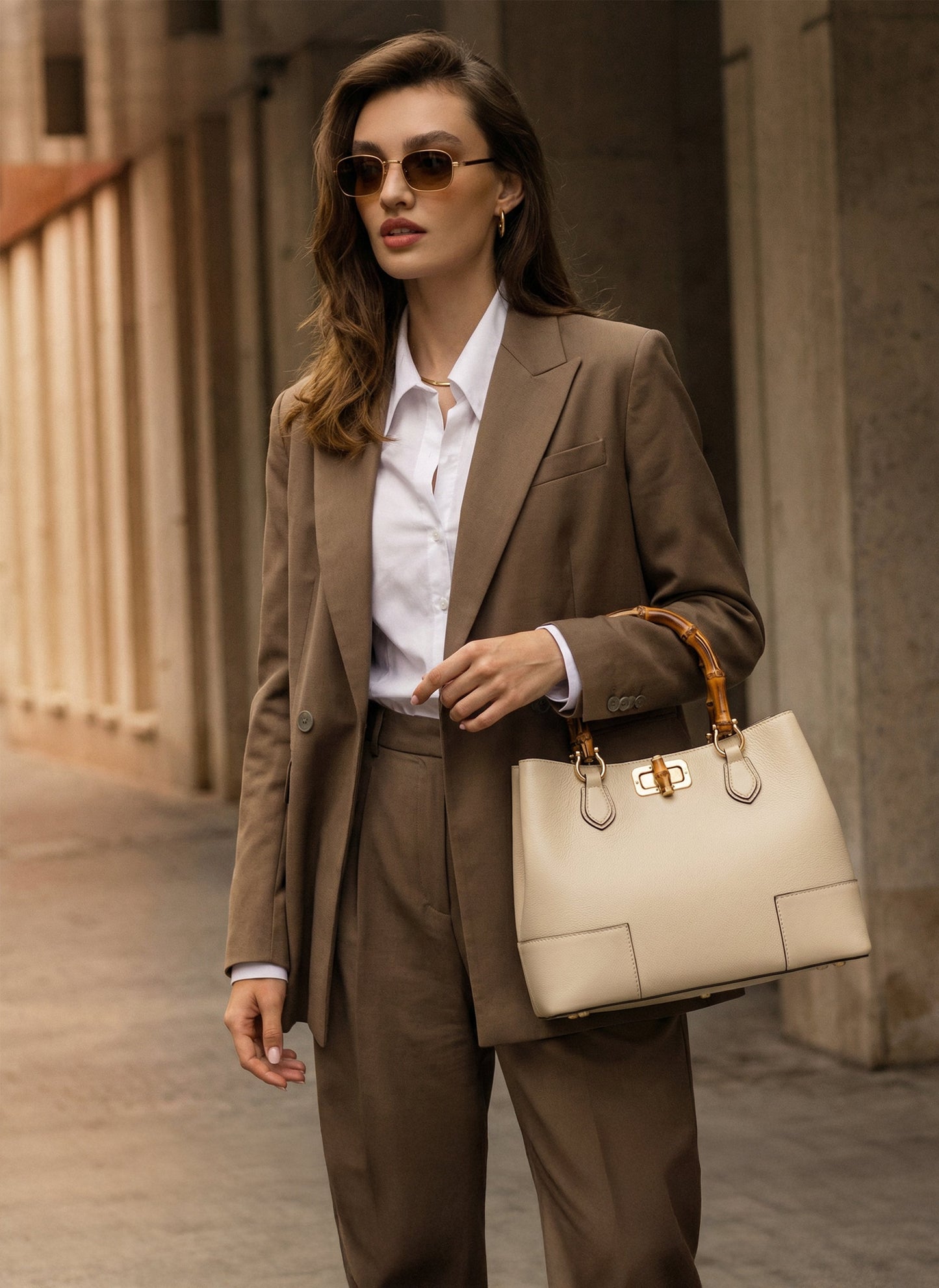 Borsa Bamboo Babe in pelle Dollaro Beige