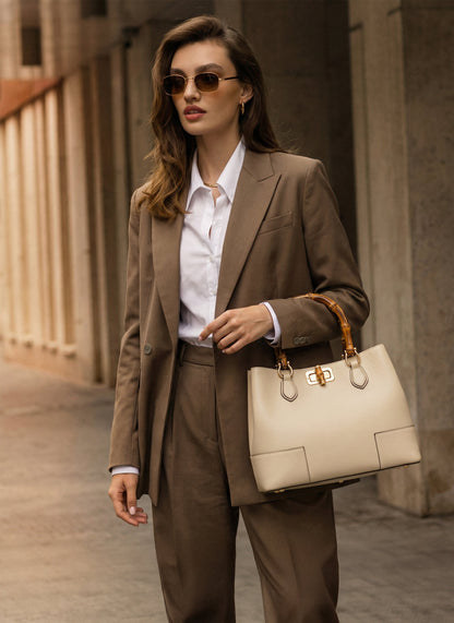 Borsa Bamboo Babe in pelle Dollaro Beige