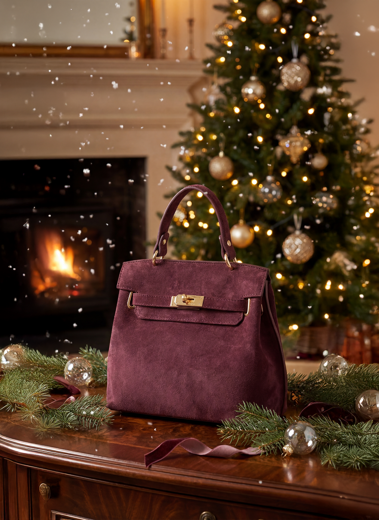 Borsa Giselle in Camoscio Borgogna