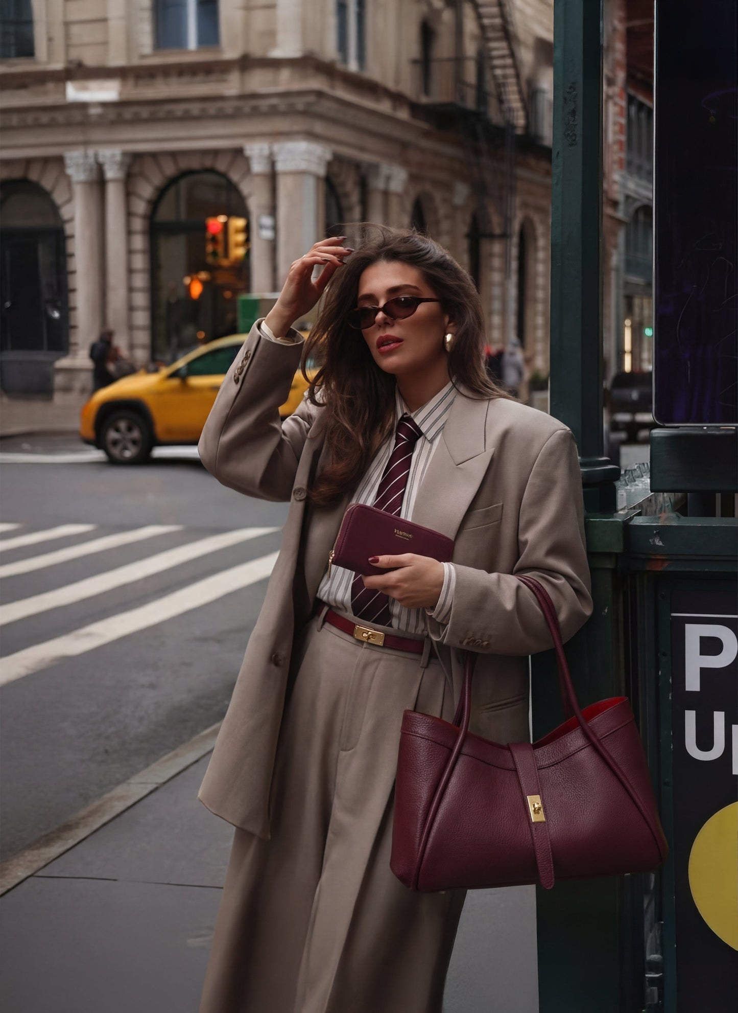 Borsa Mayfair in Pelle Togo Borgogna