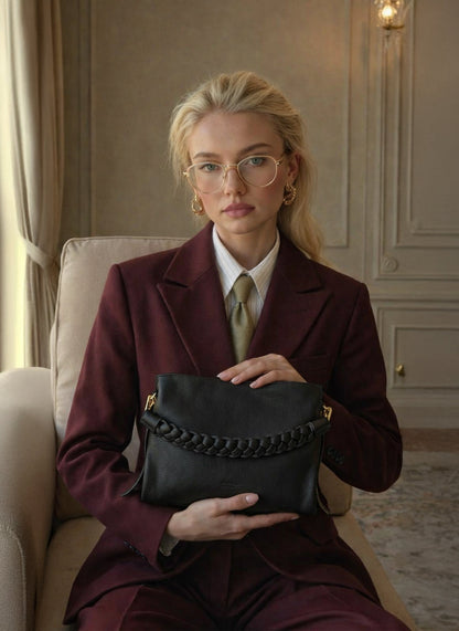 Borsa Braid Micro in pelle Dollaro Nera