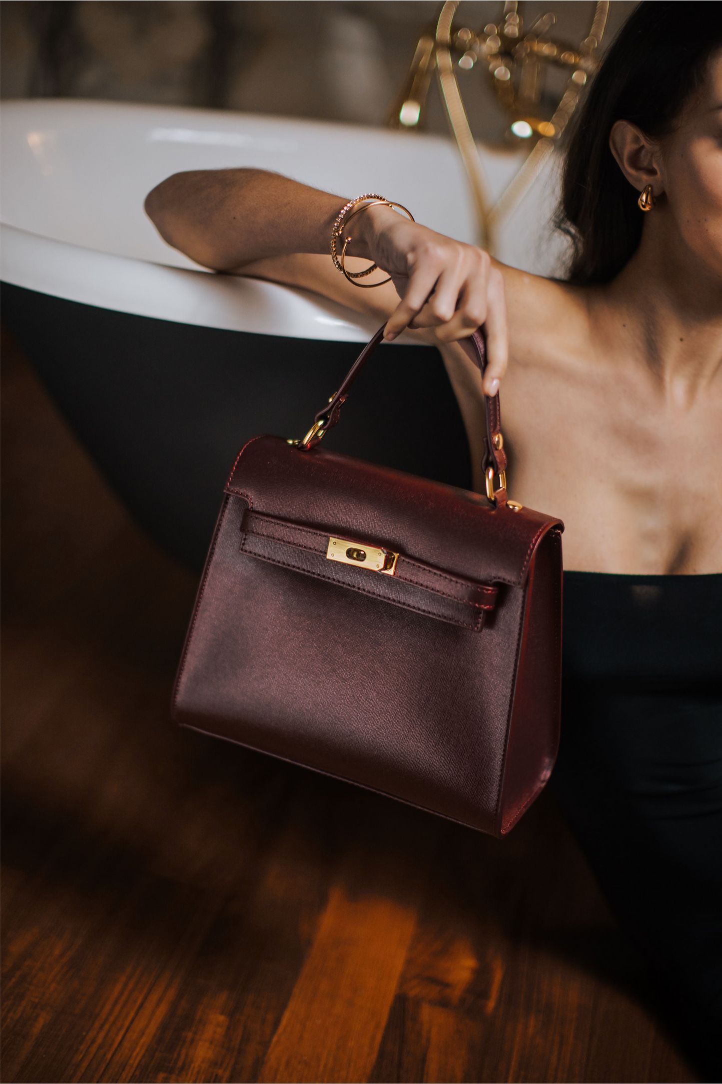 Borsa Zaira in Vera pelle Saffiano Bordeaux